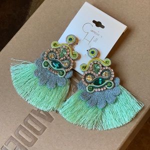 Caroline Hill Mint Statement Earrings NEW